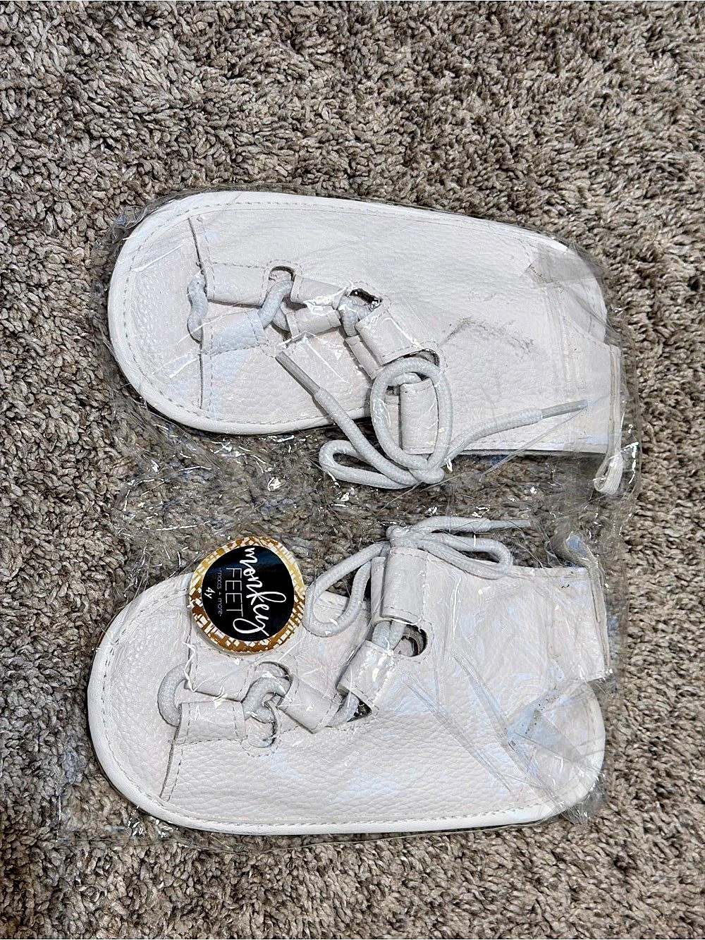 Monkey Feet White Strappy Sandals NWT